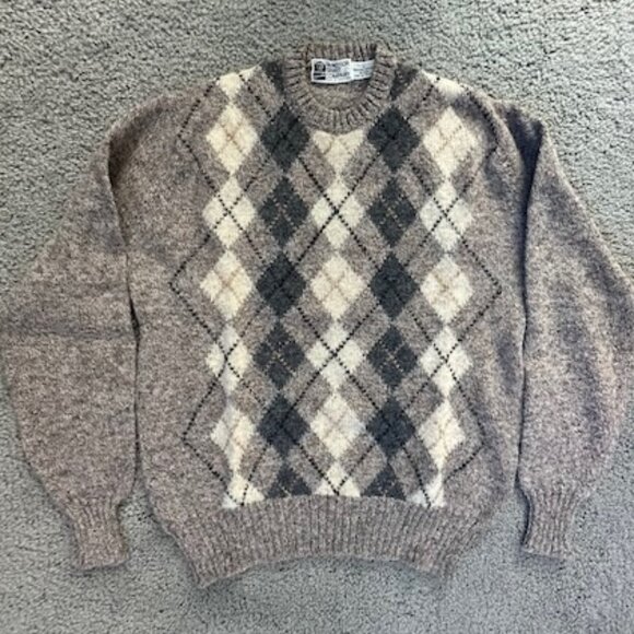 Vintage Windsor Shirt Company Shetland Wool Argyle Knit Crewneck Sweater Size L - Picture 5 of 10